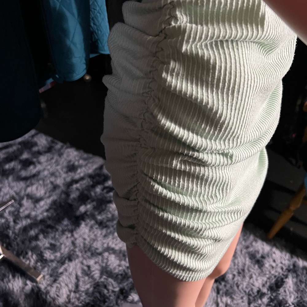 Chic Mint Ribbed Mini Dress - Picture 2 of 2